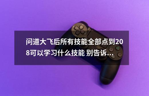 问道大飞后所有技能全部点到208可以学习什么技能 别告诉我第二门派-第1张-游戏信息-龙启网