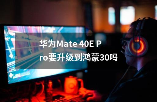 华为Mate 40E Pro要升级到鸿蒙3.0吗-第1张-游戏信息-龙启网