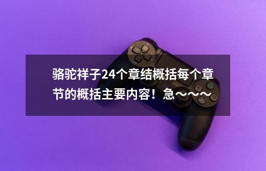骆驼祥子24个章结概括每个章节的概括主要内容!急~~~-第1张-游戏信息-龙启网