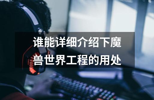 谁能详细介绍下魔兽世界工程的用处-第1张-游戏信息-龙启网