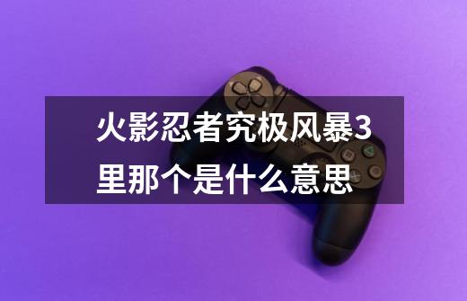 火影忍者究极风暴3里那个是什么意思-第1张-游戏信息-龙启网