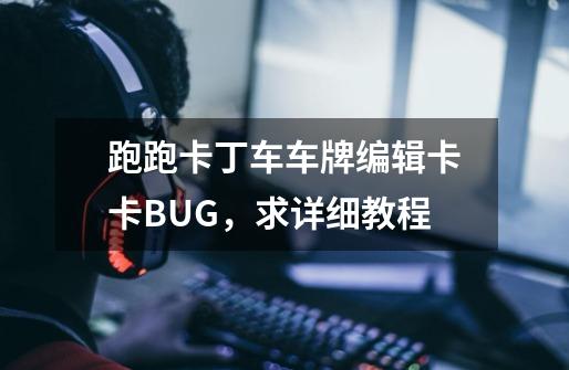 跑跑卡丁车车牌编辑卡卡BUG，求详细教程-第1张-游戏信息-龙启网