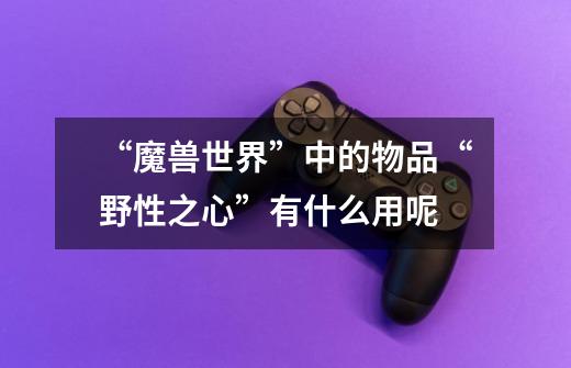 “魔兽世界”中的物品“野性之心”有什么用呢-第1张-游戏信息-龙启网