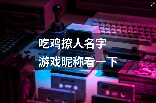 吃鸡撩人名字 游戏昵称看一下-第1张-游戏信息-龙启网
