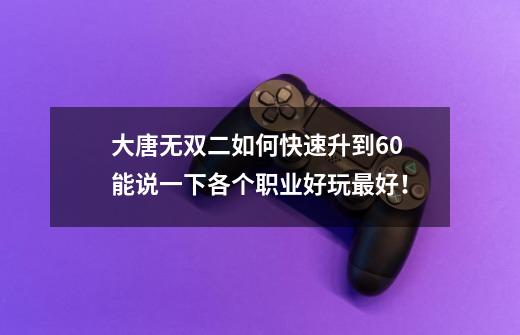 大唐无双二如何快速升到60 能说一下各个职业好玩最好!-第1张-游戏信息-龙启网