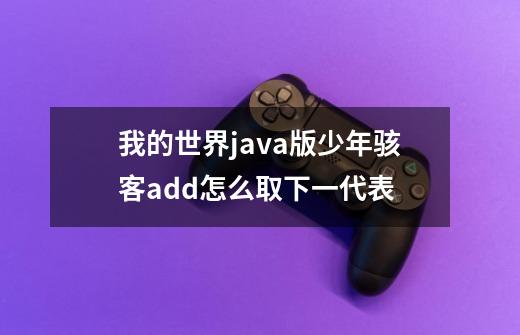 我的世界java版少年骇客add怎么取下一代表-第1张-游戏信息-龙启网