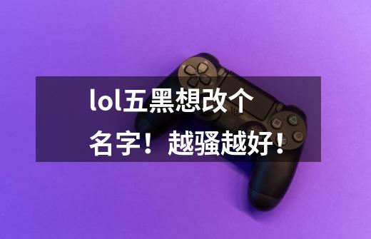 lol五黑想改个名字!越骚越好!-第1张-游戏信息-龙启网