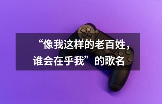 “像我这样的老百姓,谁会在乎我”的歌名-第1张-游戏信息-龙启网