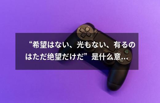 “希望はない、光もない、有るのはただ绝望だけだ”是什么意思-第1张-游戏信息-龙启网