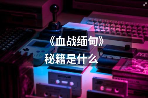 《血战缅甸》秘籍是什么-第1张-游戏信息-龙启网
