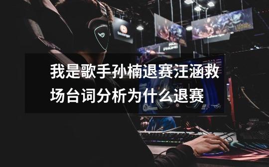 我是歌手孙楠退赛汪涵救场台词分析为什么退赛-第1张-游戏信息-龙启网