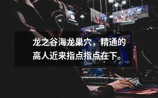 龙之谷海龙巢穴,精通的高人近来指点指点在下。-第1张-游戏信息-龙启网
