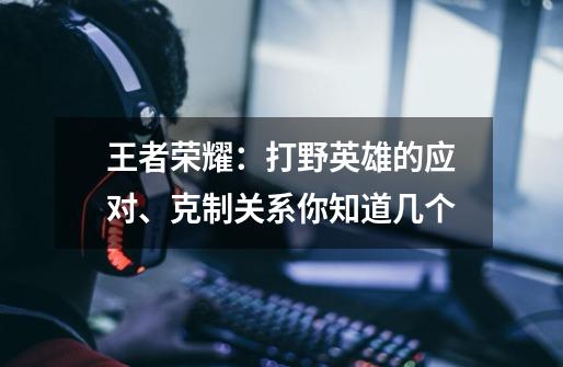 王者荣耀:打野英雄的应对、克制关系你知道几个-第1张-游戏信息-龙启网