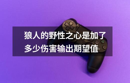狼人的野性之心是加了多少伤害输出期望值-第1张-游戏信息-龙启网