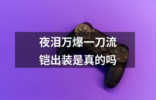 夜泪万爆一刀流铠出装是真的吗-第1张-游戏信息-龙启网