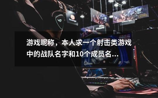 游戏昵称，本人求一个射击类游戏中的战队名字和10个成员名字，格式相同。不要俗气的，不要人家起过的，谢谢-第1张-游戏信息-龙启网