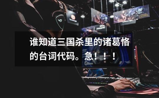 谁知道三国杀里的诸葛恪的台词代码。急!!!-第1张-游戏信息-龙启网