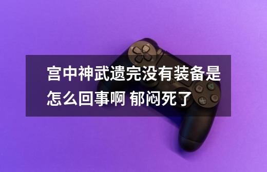 宫中神武遗完没有装备是怎么回事啊 郁闷死了-第1张-游戏信息-龙启网