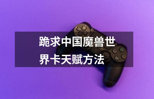 跪求中国魔兽世界卡天赋方法-第1张-游戏信息-龙启网