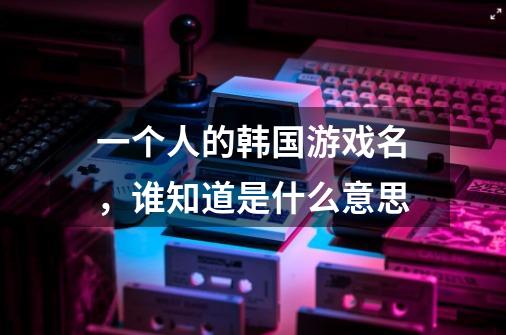 一个人的韩国游戏名,谁知道是什么意思-第1张-游戏信息-龙启网