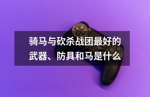 骑马与砍杀战团最好的武器、防具和马是什么-第1张-游戏信息-龙启网