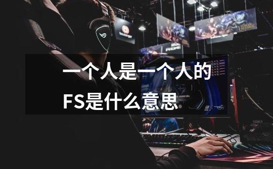 一个人是一个人的FS是什么意思-第1张-游戏信息-龙启网