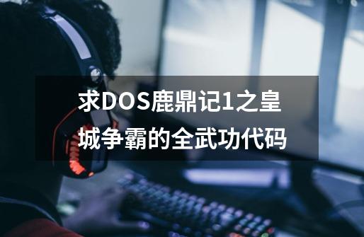 求DOS鹿鼎记1之皇城争霸的全武功代码-第1张-游戏信息-龙启网
