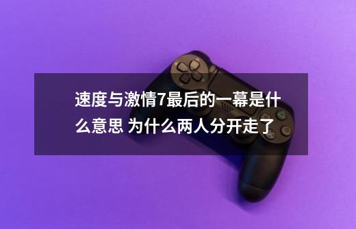 速度与激情7最后的一幕是什么意思 为什么两人分开走了-第1张-游戏信息-龙启网