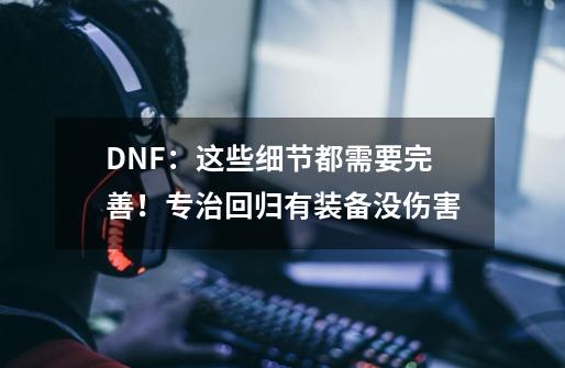 DNF:这些细节都需要完善!专治回归有装备没伤害-第1张-游戏信息-龙启网