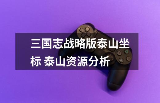 三国志战略版泰山坐标 泰山资源分析-第1张-游戏信息-龙启网